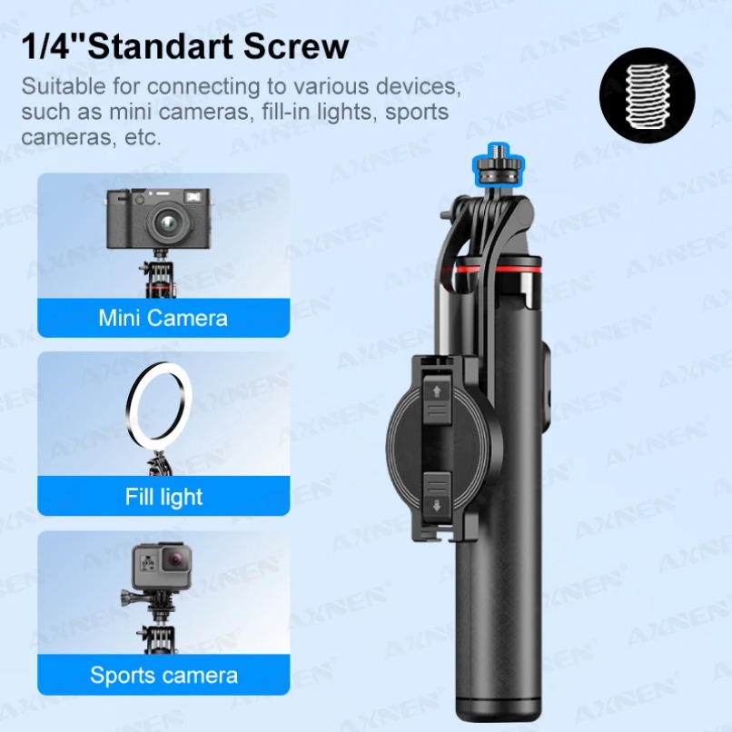 Photography Video Lighting Kit With Adjustable Tripod Stand - Extendable Selfie Stick Tripod 1/4'' Standard