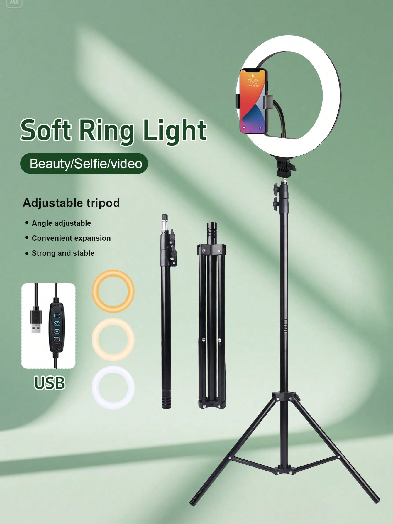 Photography Lighting Kits - 10 Inch 3 Color Dimmable LED