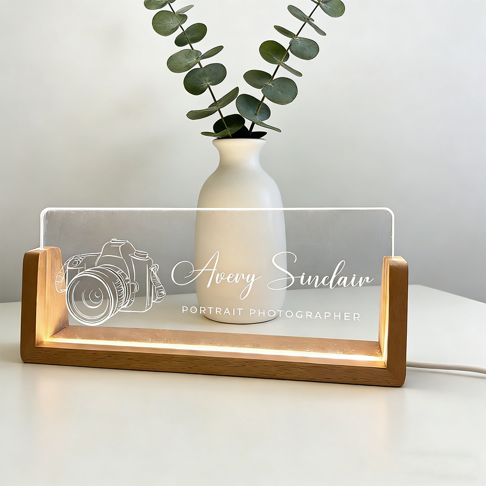 Photography Lighting Name - Custom Camera Photography Desk Name Plate