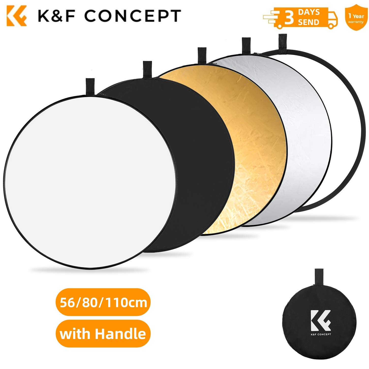 K&F CONCEPT 56/80/110cm 5-in-1 - огляд і ціна Photography Lighting Reflectors