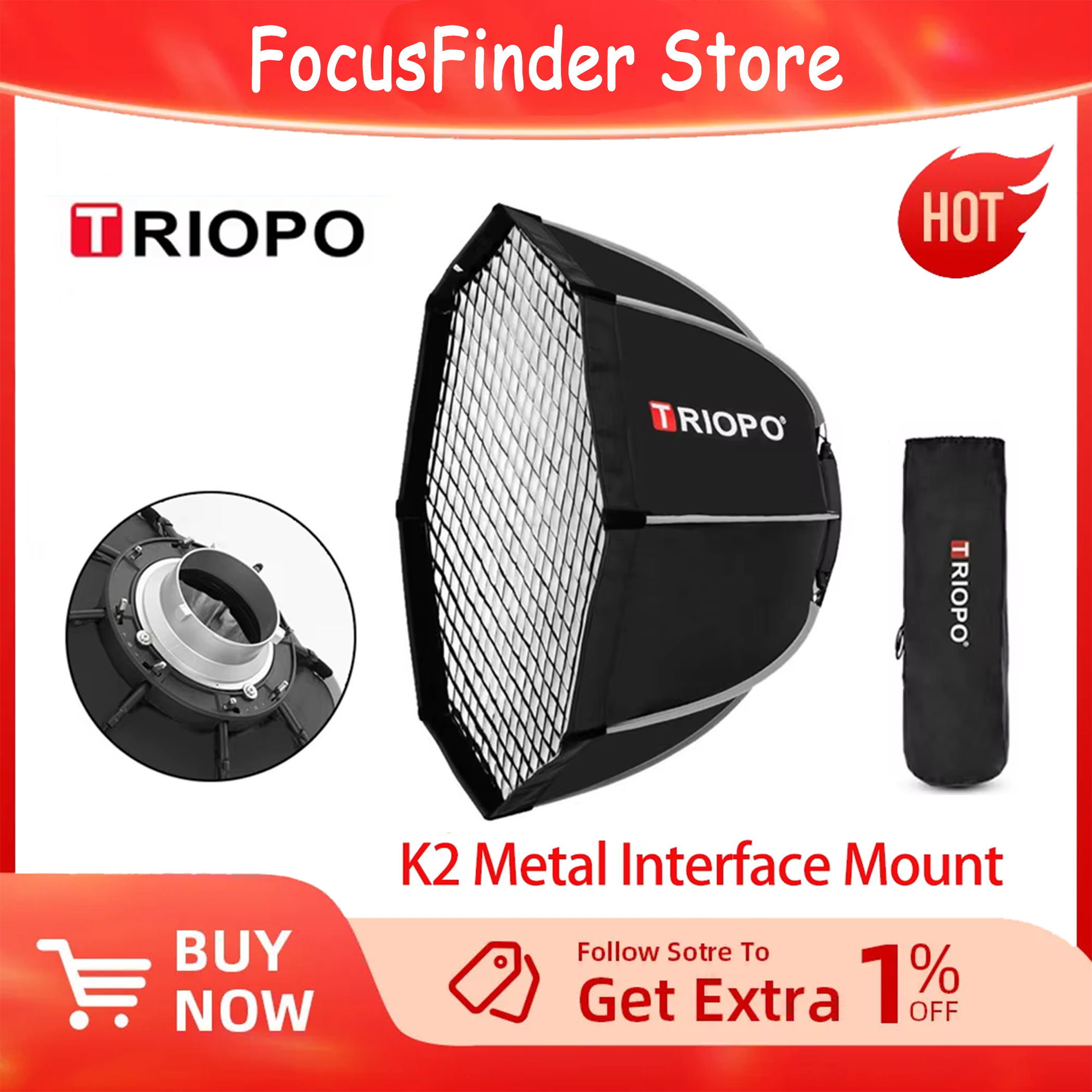 Triopo K2 55cm 65cm 90cm 120cm - огляд і ціна Beauty Dish 55Cm