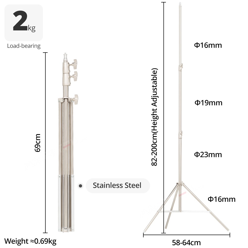 AMBITFUL Stainless Steel 2M He - огляд і ціна Photography Video Lighting Kit With Adjustable Tripod Stand